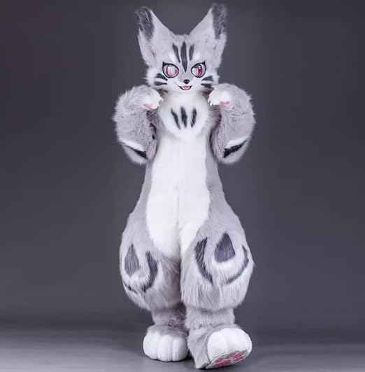 Kemono Fox Full Fursuit – Silver Gray, White, Charcoal & Pink