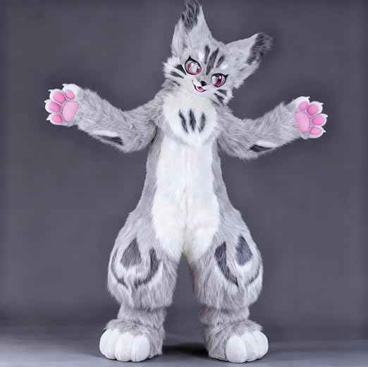 Kemono Fox Full Fursuit – Silver Gray, White, Charcoal & Pink