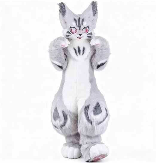 Kemono Fox Full Fursuit – Silver Gray, White, Charcoal & Pink