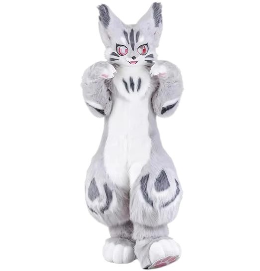 Kemono Fox Full Fursuit – Silver Gray, White, Charcoal & Pink