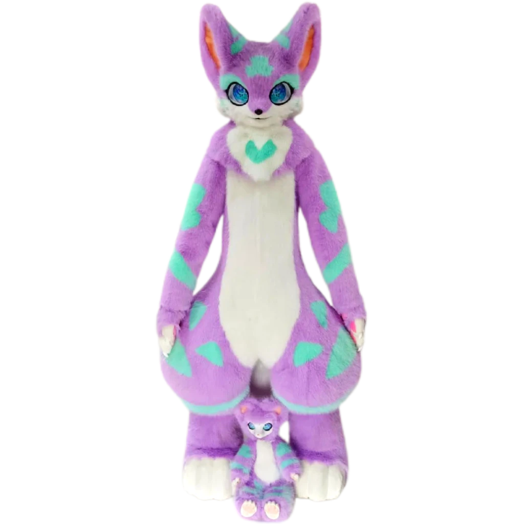 Kemono Fox Full Fursuit – Lavender Purple, Mint Green & White