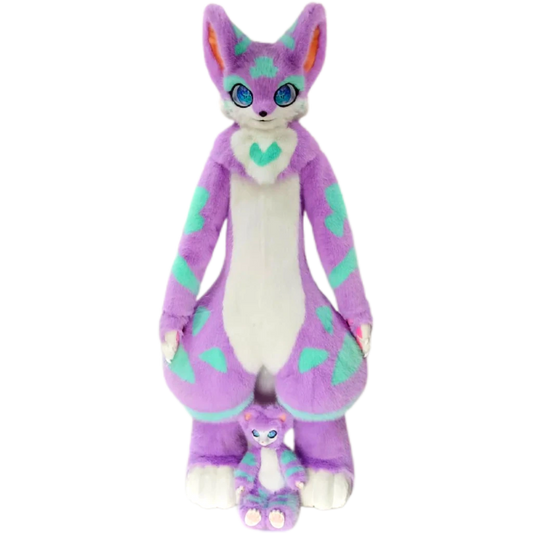 Kemono Fox Full Fursuit – Lavender Purple, Mint Green & White