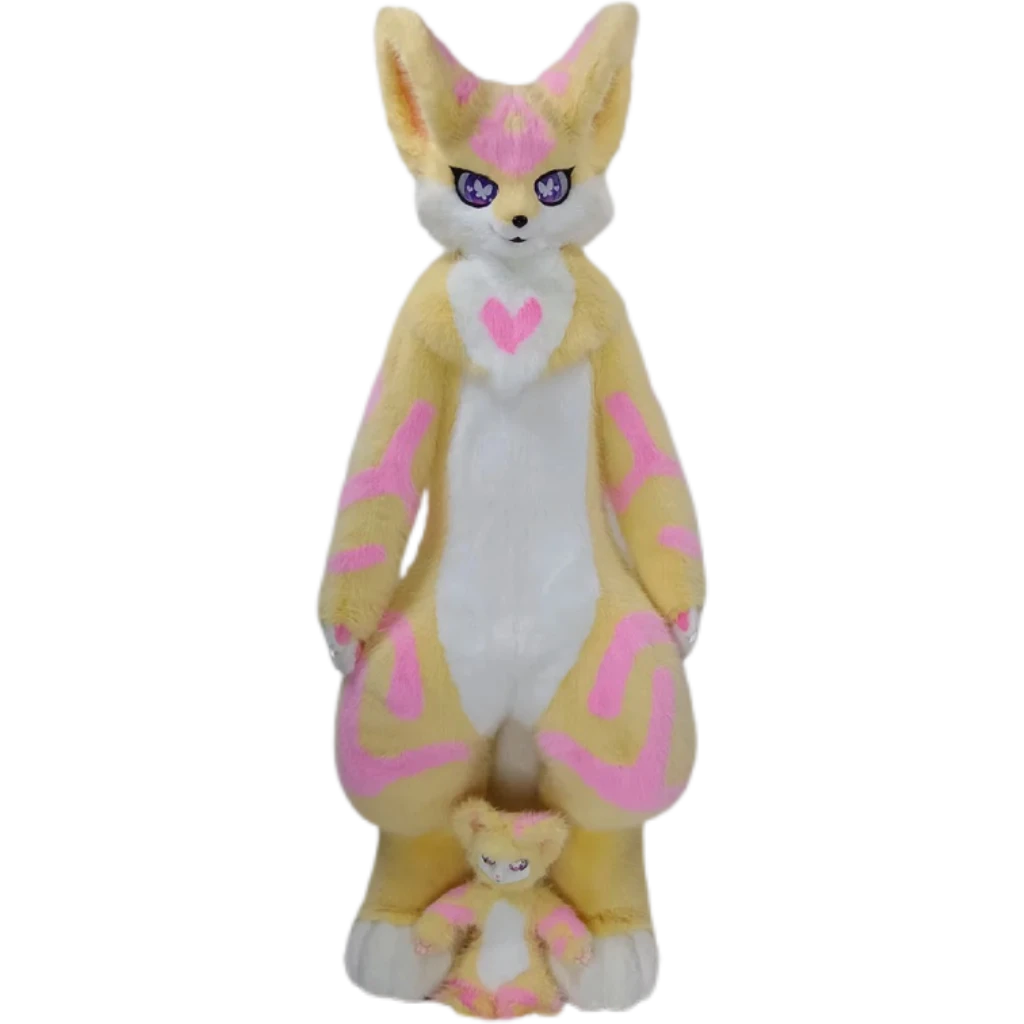 Kemono Fox Full Fursuit – Cream, White, Pink & Yellow