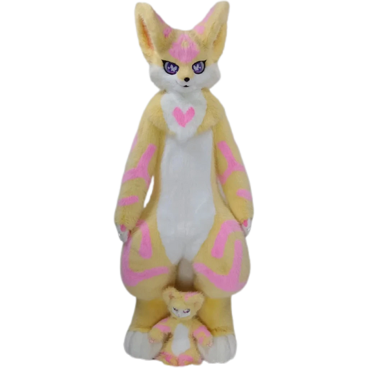 Kemono Fox Full Fursuit – Cream, White, Pink & Yellow