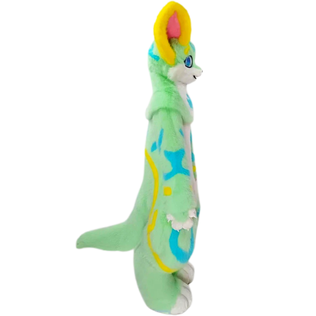 Kemono Fox Full Fursuit – Mint Green, White, Aqua Blue & Yellow