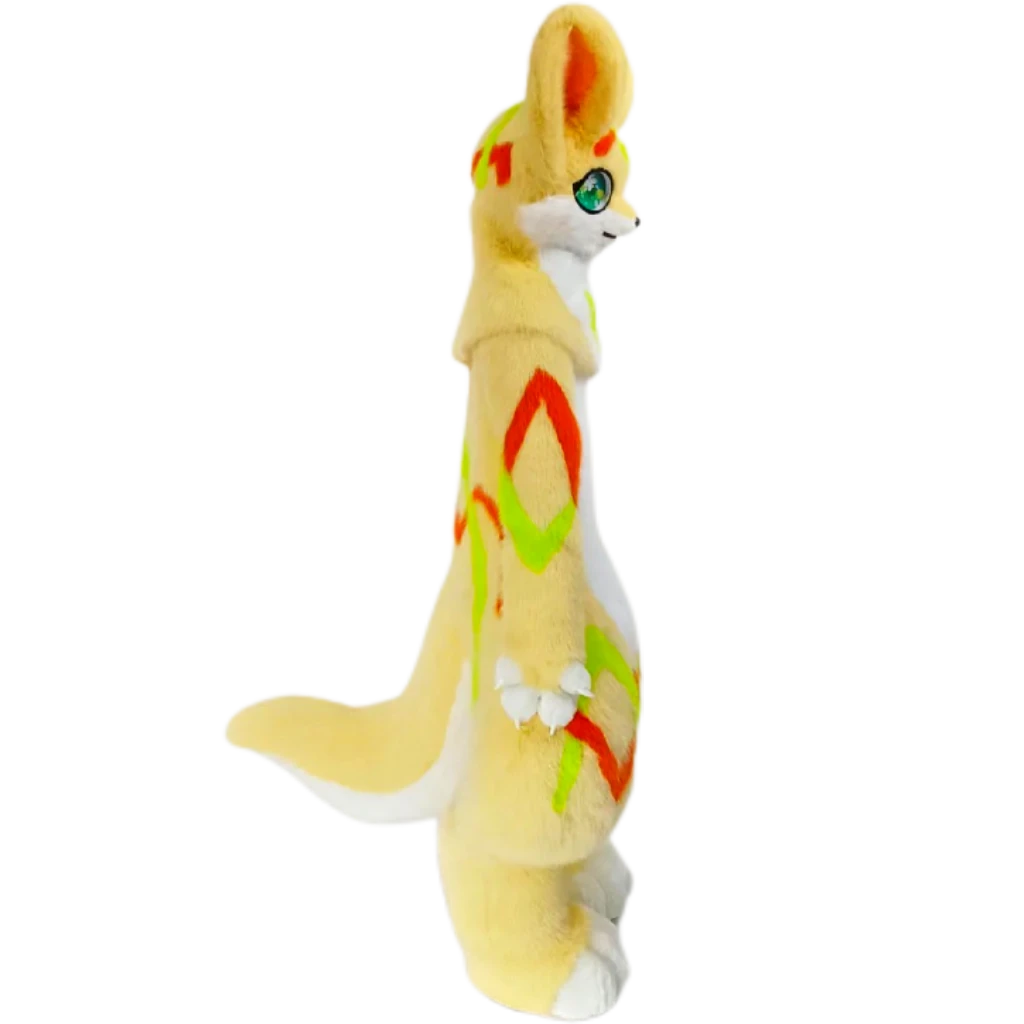Kemono Fox Full Fursuit – Cream, White, Orange & Lime Green