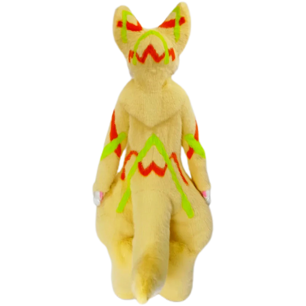 Kemono Fox Full Fursuit – Cream, White, Orange & Lime Green