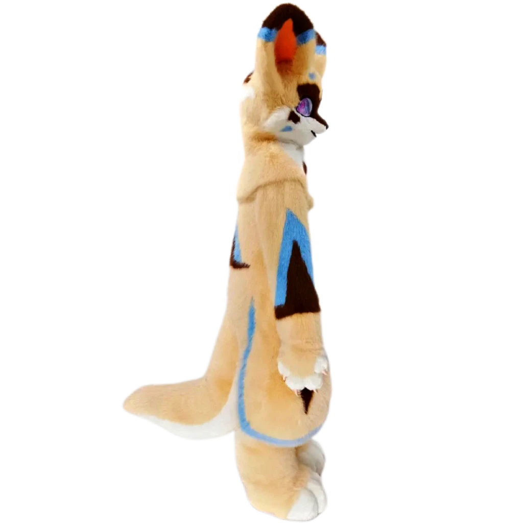 Kemono Fox Full Fursuit – Cream, White, Sky Blue & Dark Brown