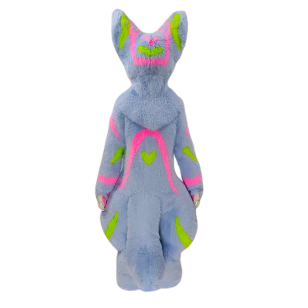 Kemono Fox Full Fursuit – Pastel Blue, White, Neon Pink & Lime Green