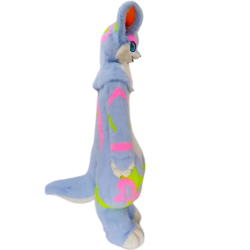 Kemono Fox Full Fursuit – Pastel Blue, White, Neon Pink & Lime Green