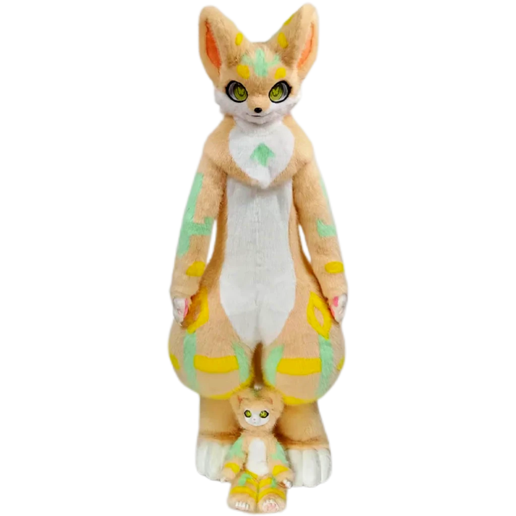 Kemono Fox Full Fursuit – Cream, White, Yellow & Mint Green