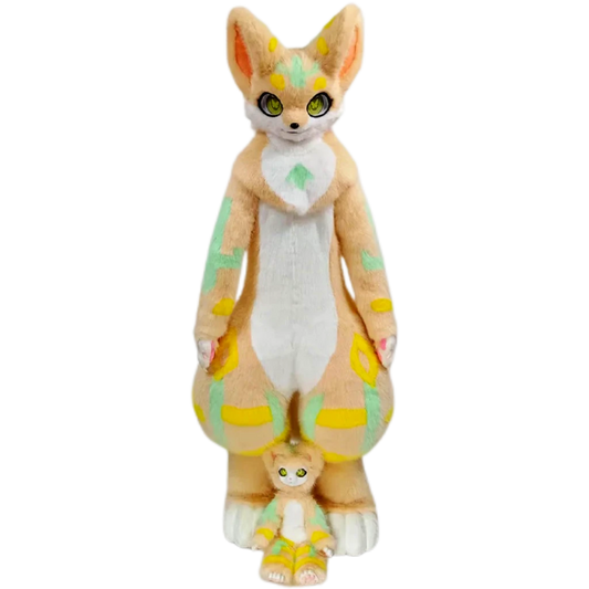 Kemono Fox Full Fursuit – Cream, White, Yellow & Mint Green