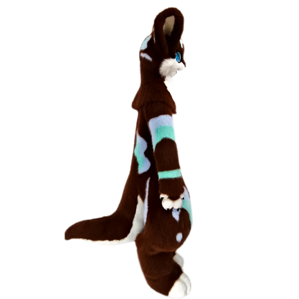 Kemono Fox Full Fursuit – Chocolate Brown, White & Light Aqua