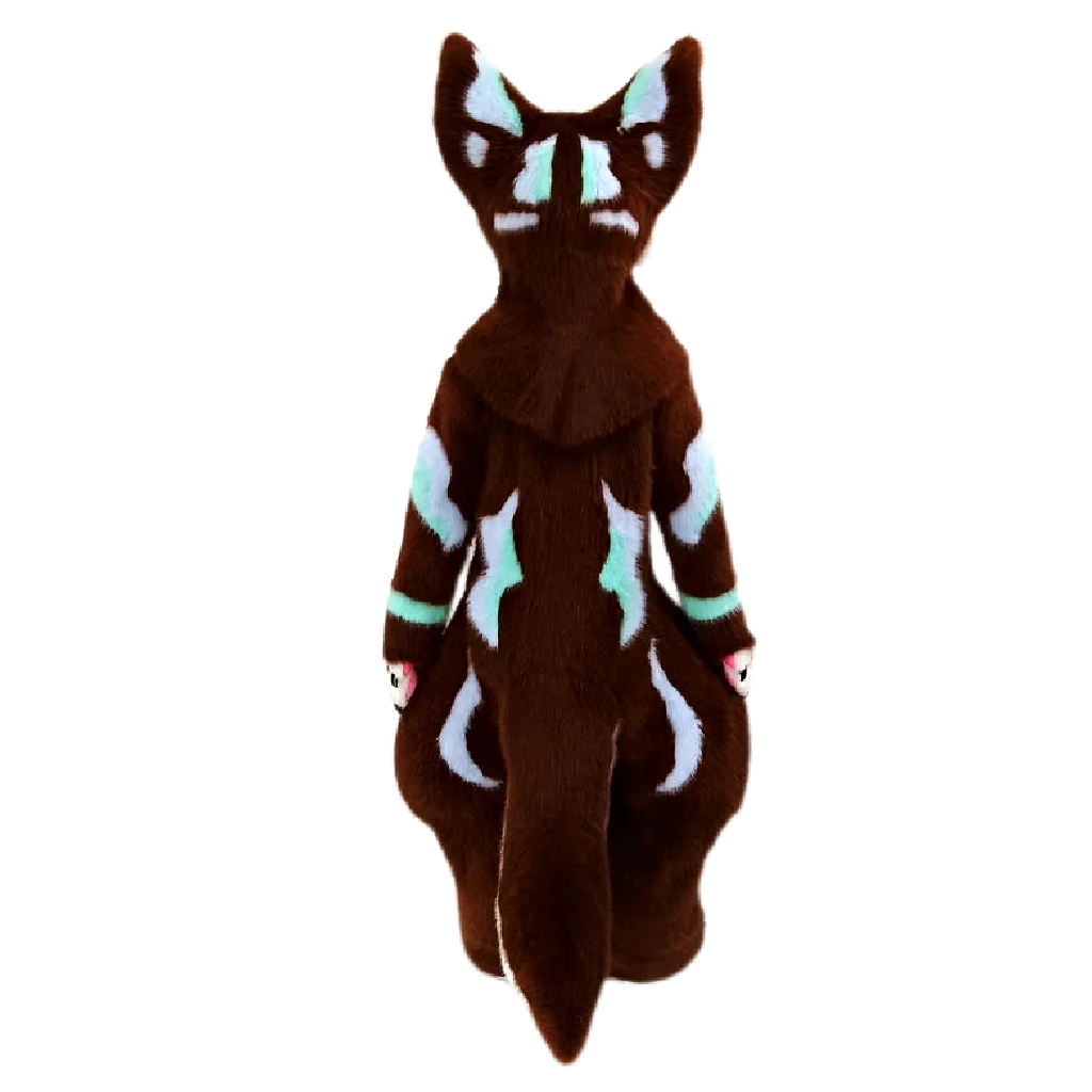 Kemono Fox Full Fursuit – Chocolate Brown, White & Light Aqua