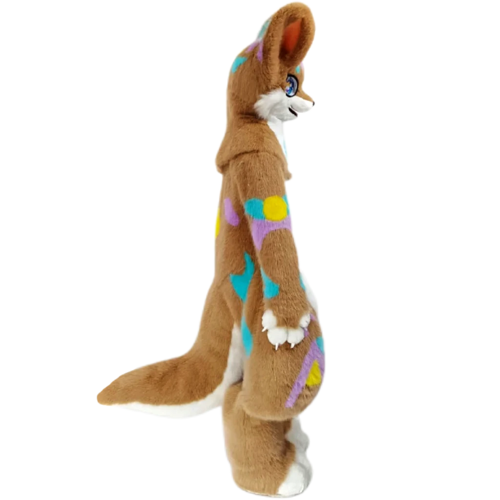 Kemono Fox Full Fursuit – Tan, Cream, Pastel Blue, Pink & Yellow