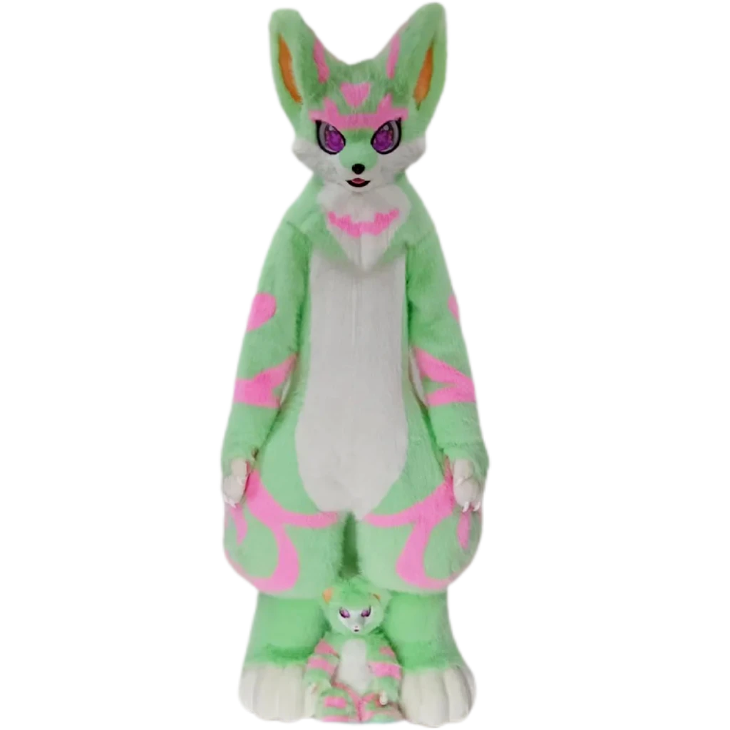 Kemono Fox Full Fursuit – Mint Green, White & Soft Pink