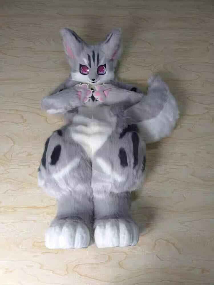 Kemono Fox Full Fursuit – Silver Gray, White, Charcoal & Pink